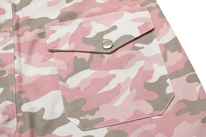 PK21 Straight Multi-pocket Cargo Pants - Pink Camo