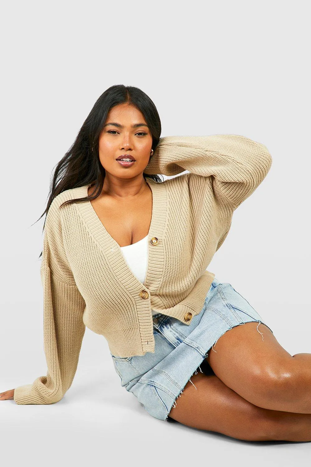 Plus Boxy Cropped Cardigan