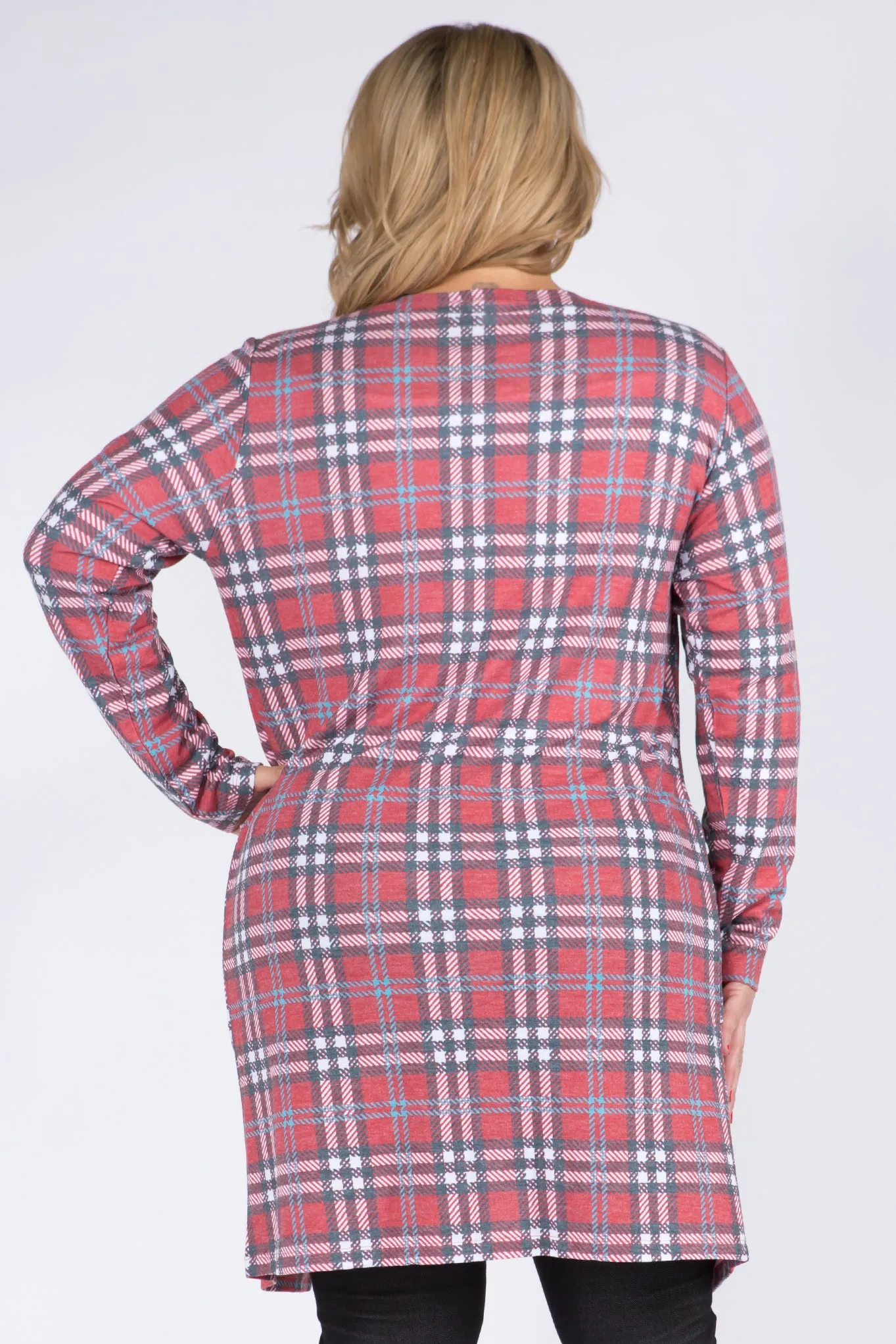 Plus Size Vintage Plaid Cardigan