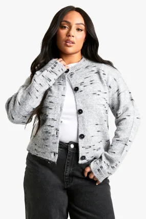 Plus Soft Knit Marl Boxy Knitted Cardigan