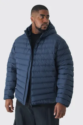 Plus Zip Through Hooded Puffer Jacket In Navy