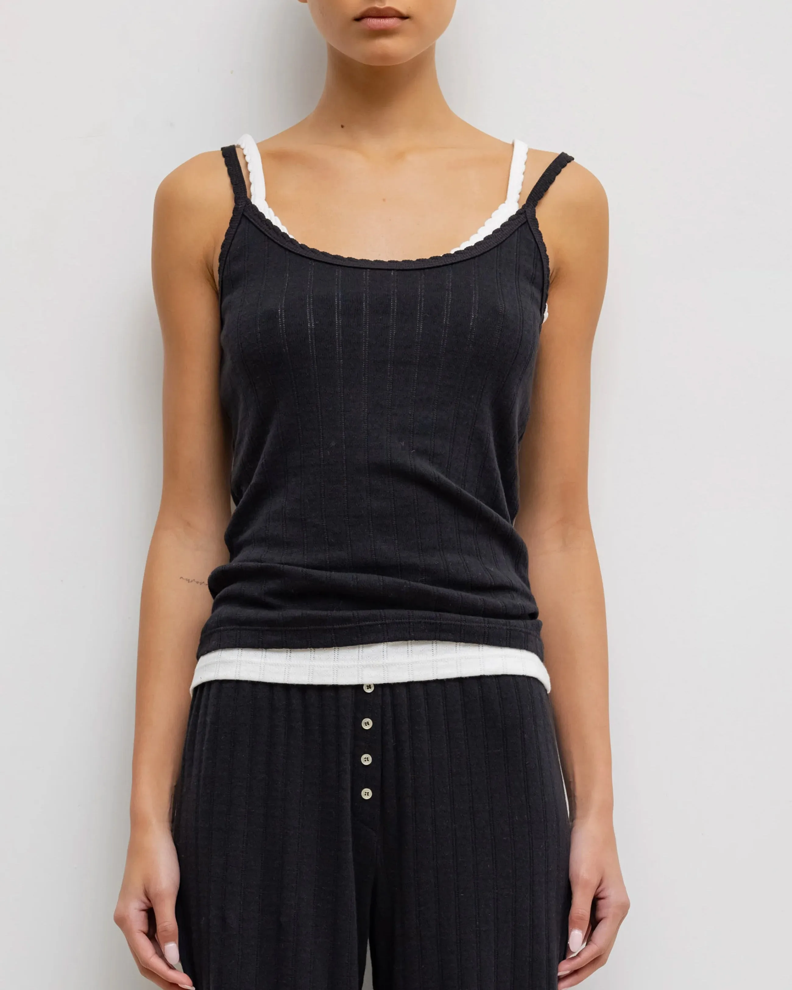 Pointelle Classic Tank Top | Black