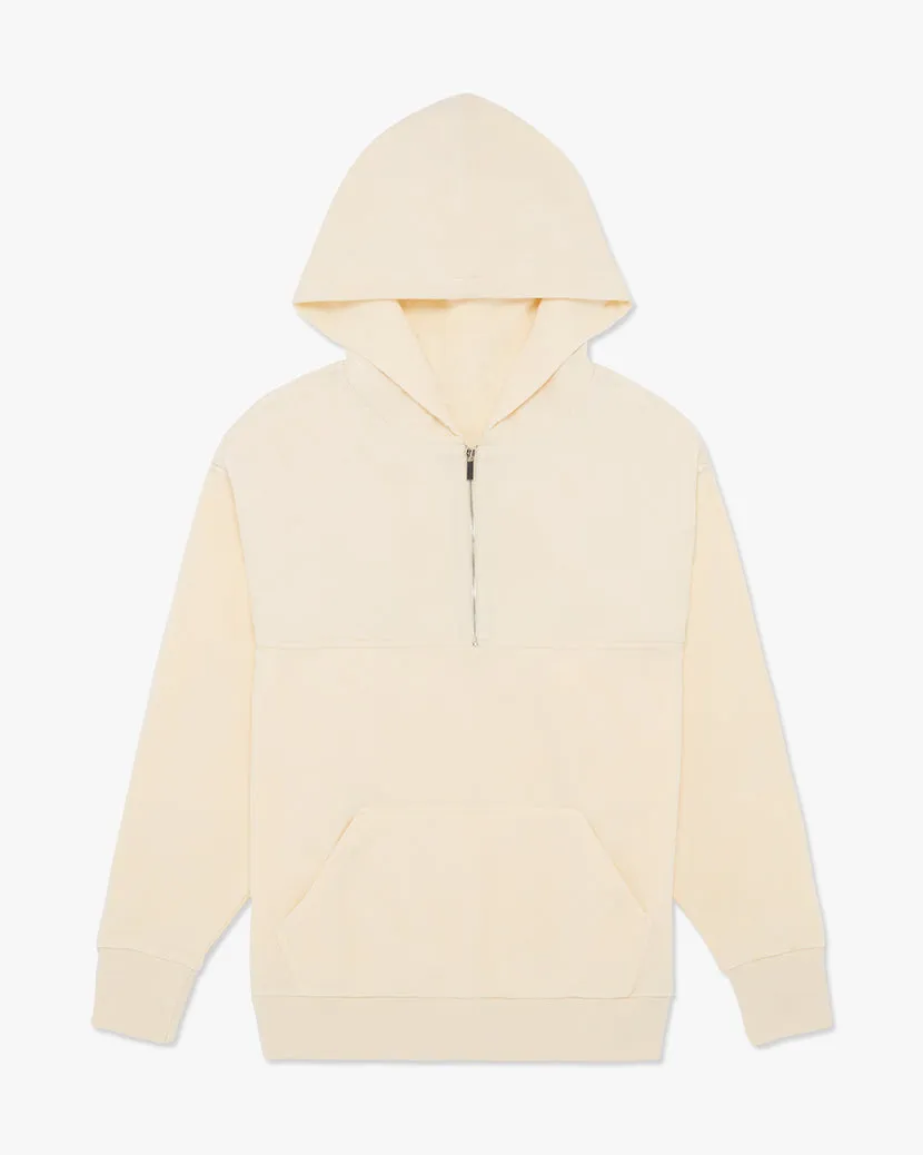 Polar Fleece Nylon Hoodie Half Zip | Straw