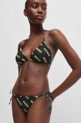 Quick-dry bikini bottoms with logo print