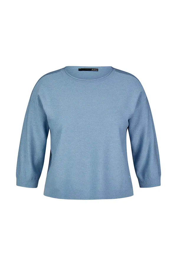 Rabe & LecomteBLUE CREWNECK 3/4 SLEEVED SWEATER