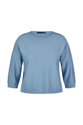 Rabe & LecomteBLUE CREWNECK 3/4 SLEEVED SWEATER