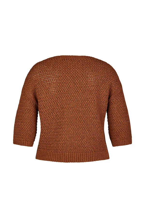 Rabe & LecomteBROWN CROCHET KNIT SWEATER