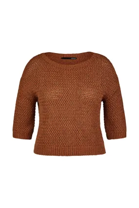 Rabe & LecomteBROWN CROCHET KNIT SWEATER