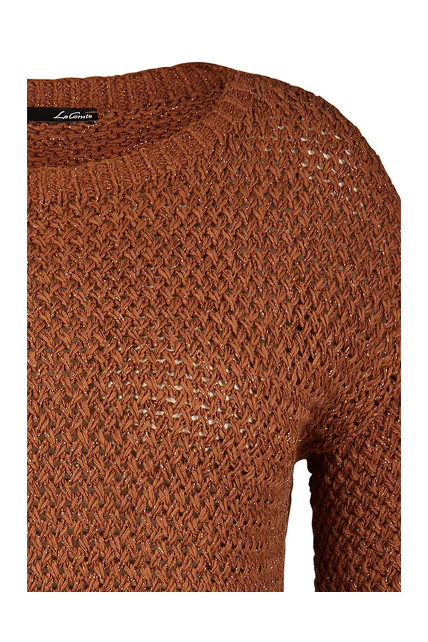 Rabe & LecomteBROWN CROCHET KNIT SWEATER