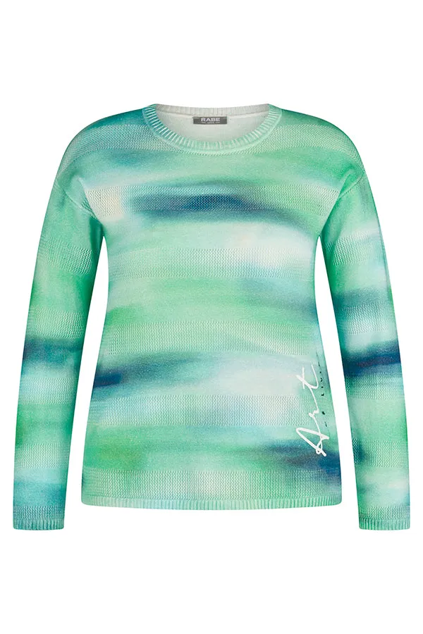 Rabe & LecomteGREEN GRADIENT WAVY PRINT SWEATER