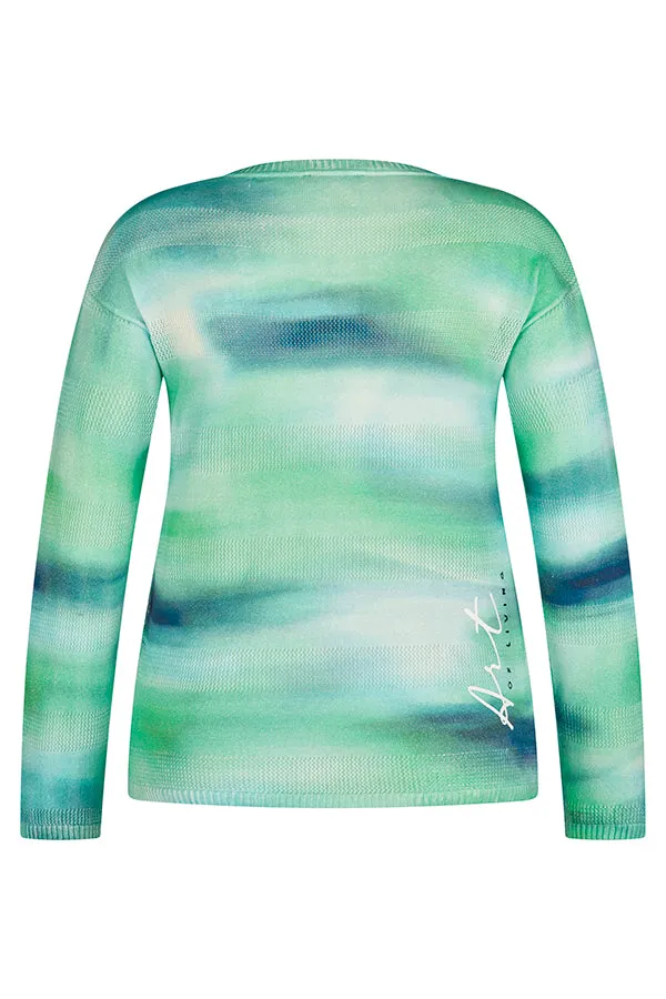 Rabe & LecomteGREEN GRADIENT WAVY PRINT SWEATER