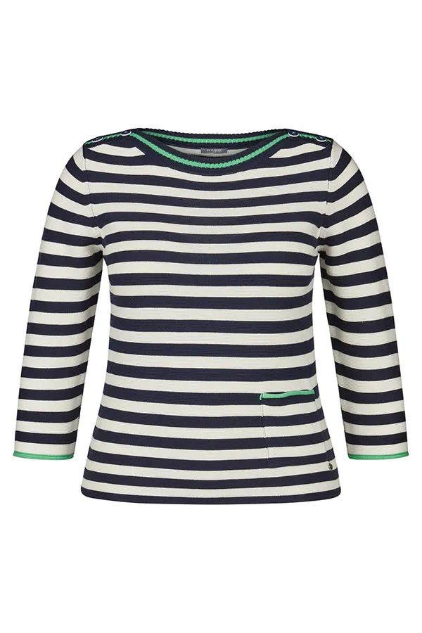 Rabe & LecomteGREEN TRIM NAVY STRIPED SWEATER