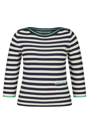 Rabe & LecomteGREEN TRIM NAVY STRIPED SWEATER