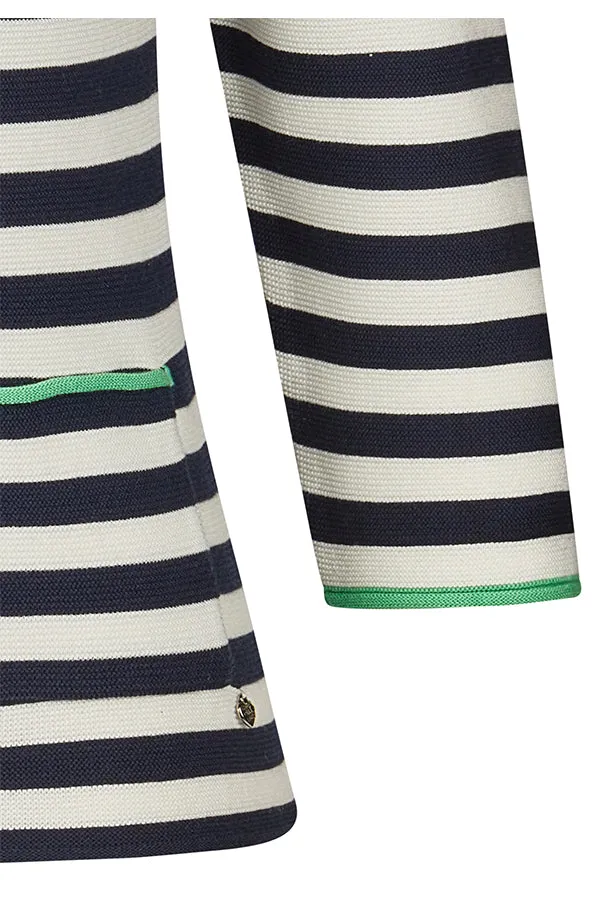 Rabe & LecomteGREEN TRIM NAVY STRIPED SWEATER