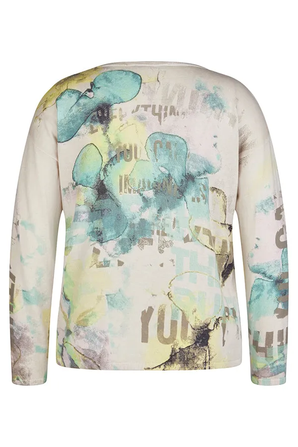 Rabe & LecomteMINT GREEN ABSTRACT PRINT SWEATER