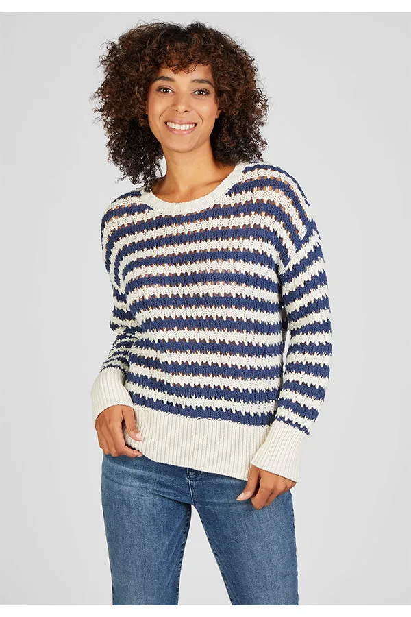 Rabe & LecomteNAVY STRIPED CROCHET SWEATER