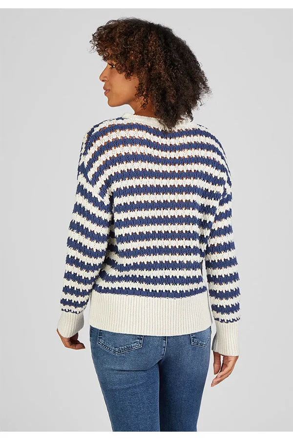 Rabe & LecomteNAVY STRIPED CROCHET SWEATER