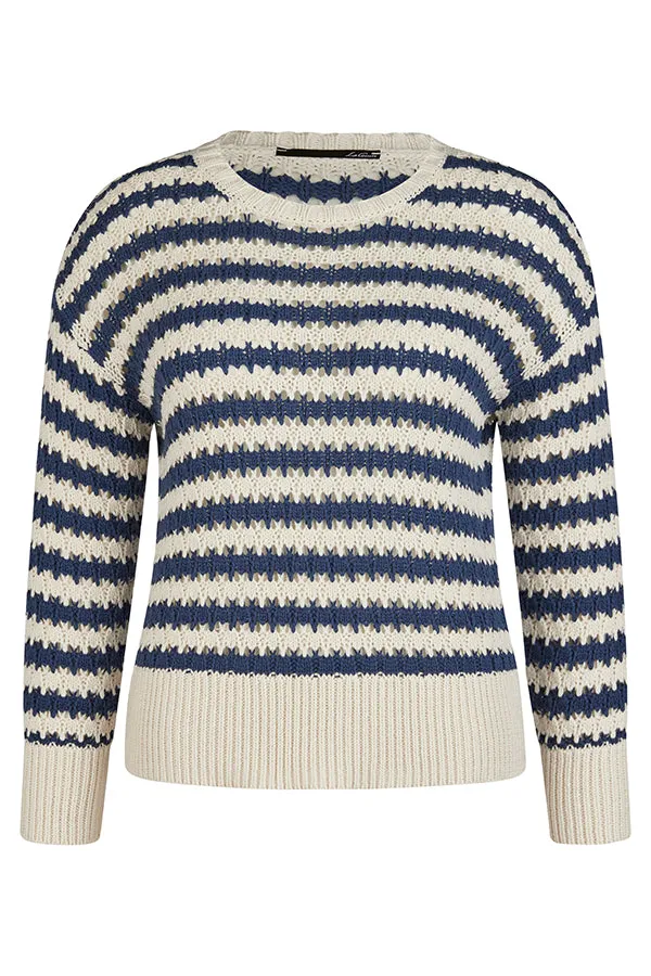 Rabe & LecomteNAVY STRIPED CROCHET SWEATER