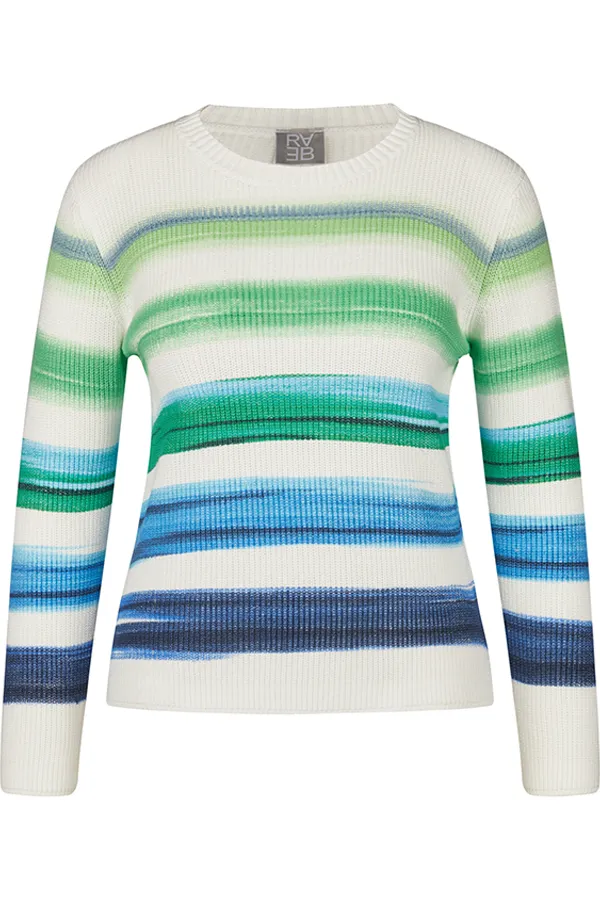 Rabe & LecomteWIDE BLUE GREEN STRIPED SWEATER