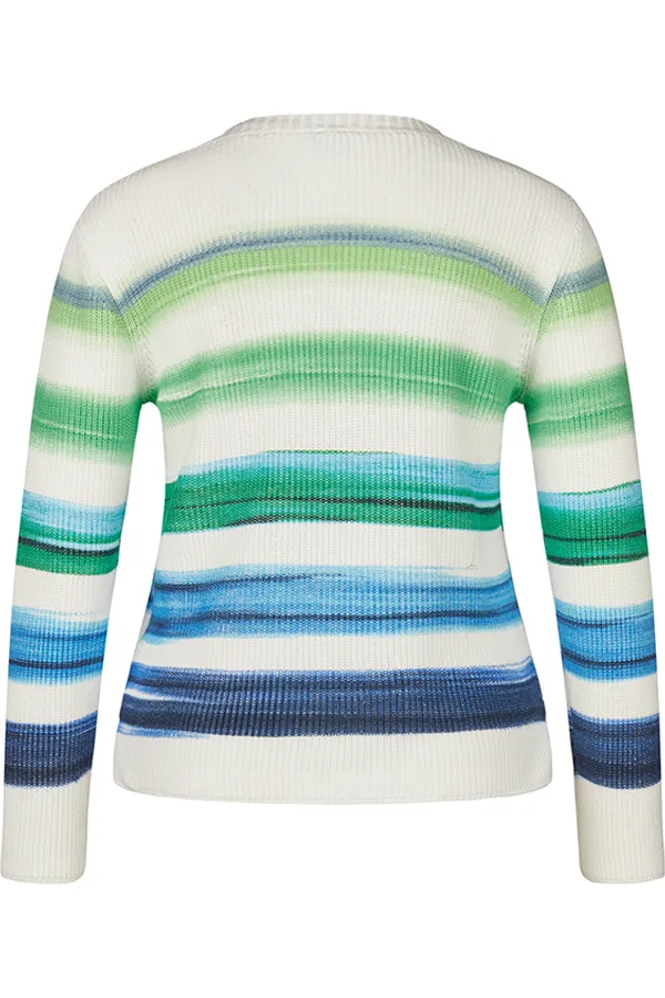 Rabe & LecomteWIDE BLUE GREEN STRIPED SWEATER