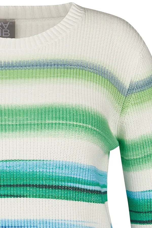 Rabe & LecomteWIDE BLUE GREEN STRIPED SWEATER