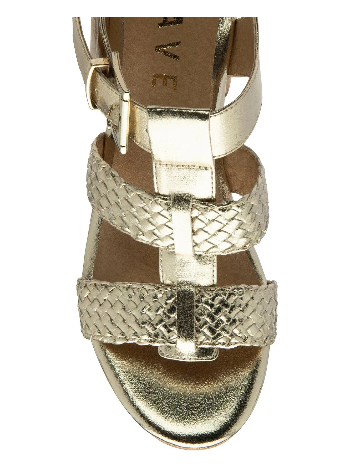 Ravel Rewley Platform Metallic Weaved Cork Heeled Sandals - Gold Weave