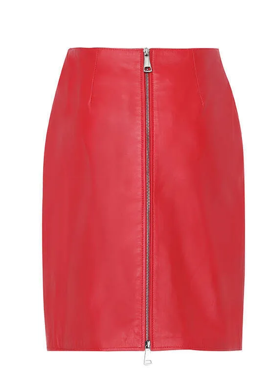 Red leather skirt adela