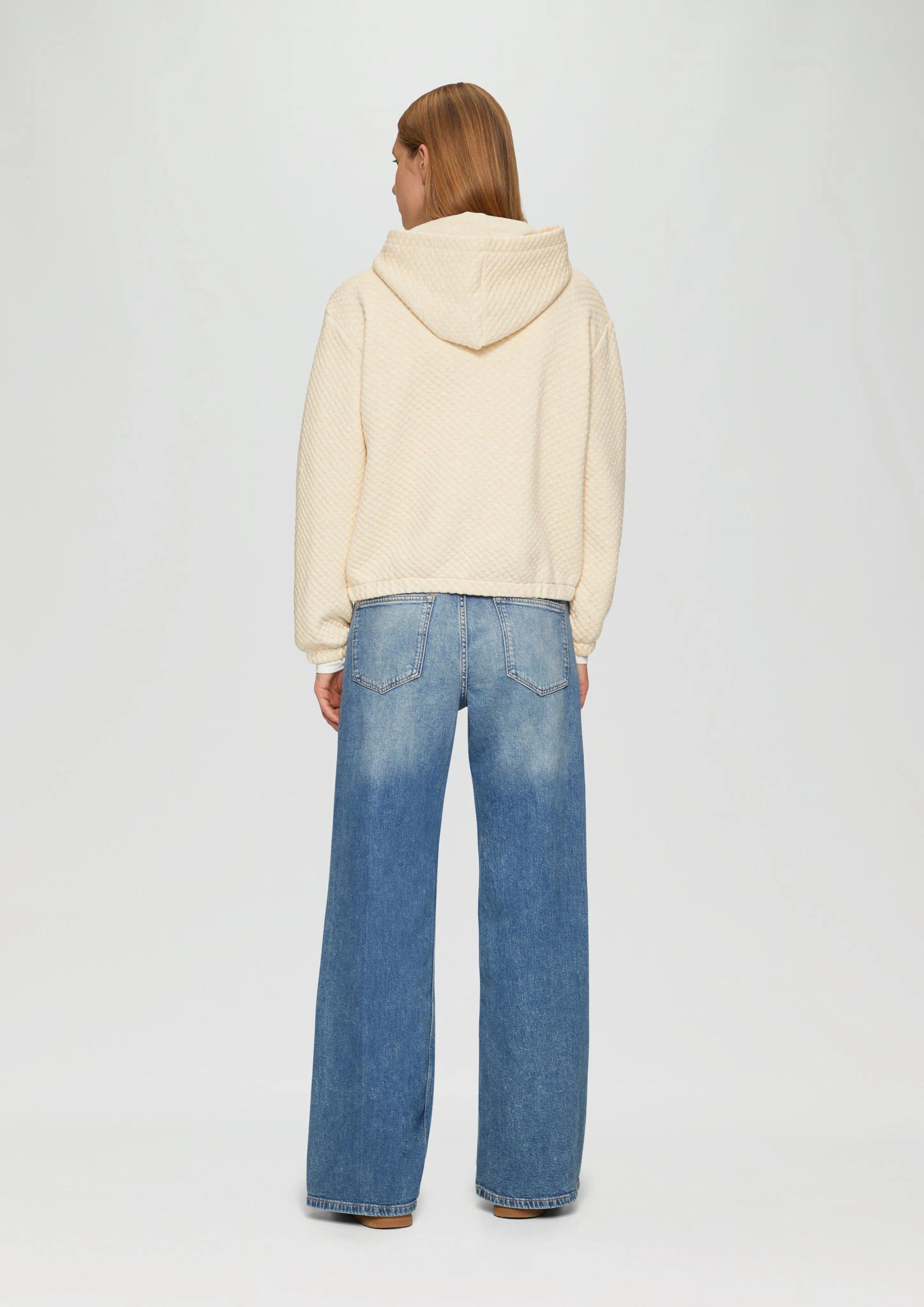 Relaxed-fit hoodie with a waffle texture