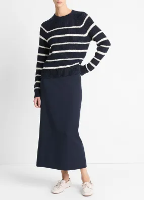 Ribbed Stripe Cotton-Blend Pullover