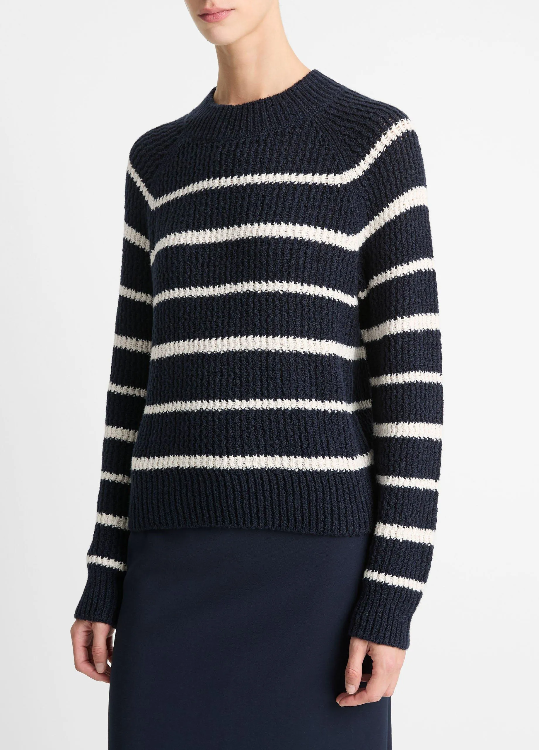 Ribbed Stripe Cotton-Blend Pullover