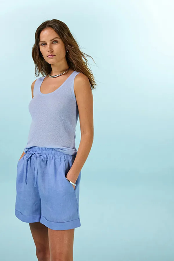 Rodier LIGHT BLUE FINE KNIT SLEEVELESS SWEATER