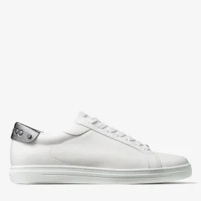 Rome/m White Calf Leather and Gunmetal Metallic Nappa Low Top Trainers