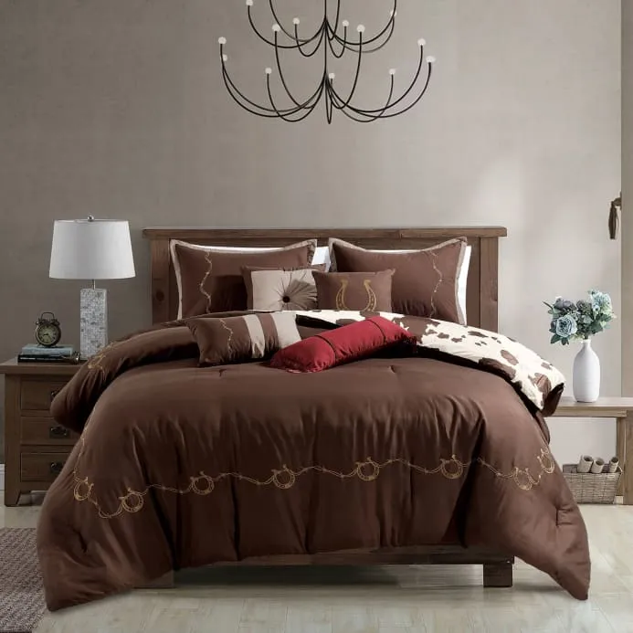 Rustic Brown Cowhide Comforter Set