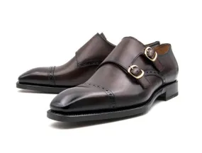 Ryan Burnished Calfskin Double Monkstrap Brown