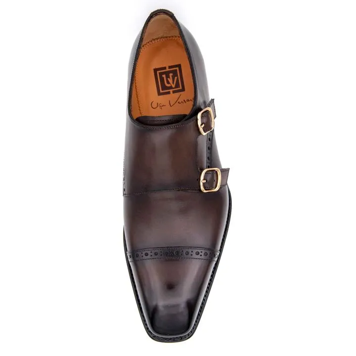 Ryan Burnished Calfskin Double Monkstrap Brown