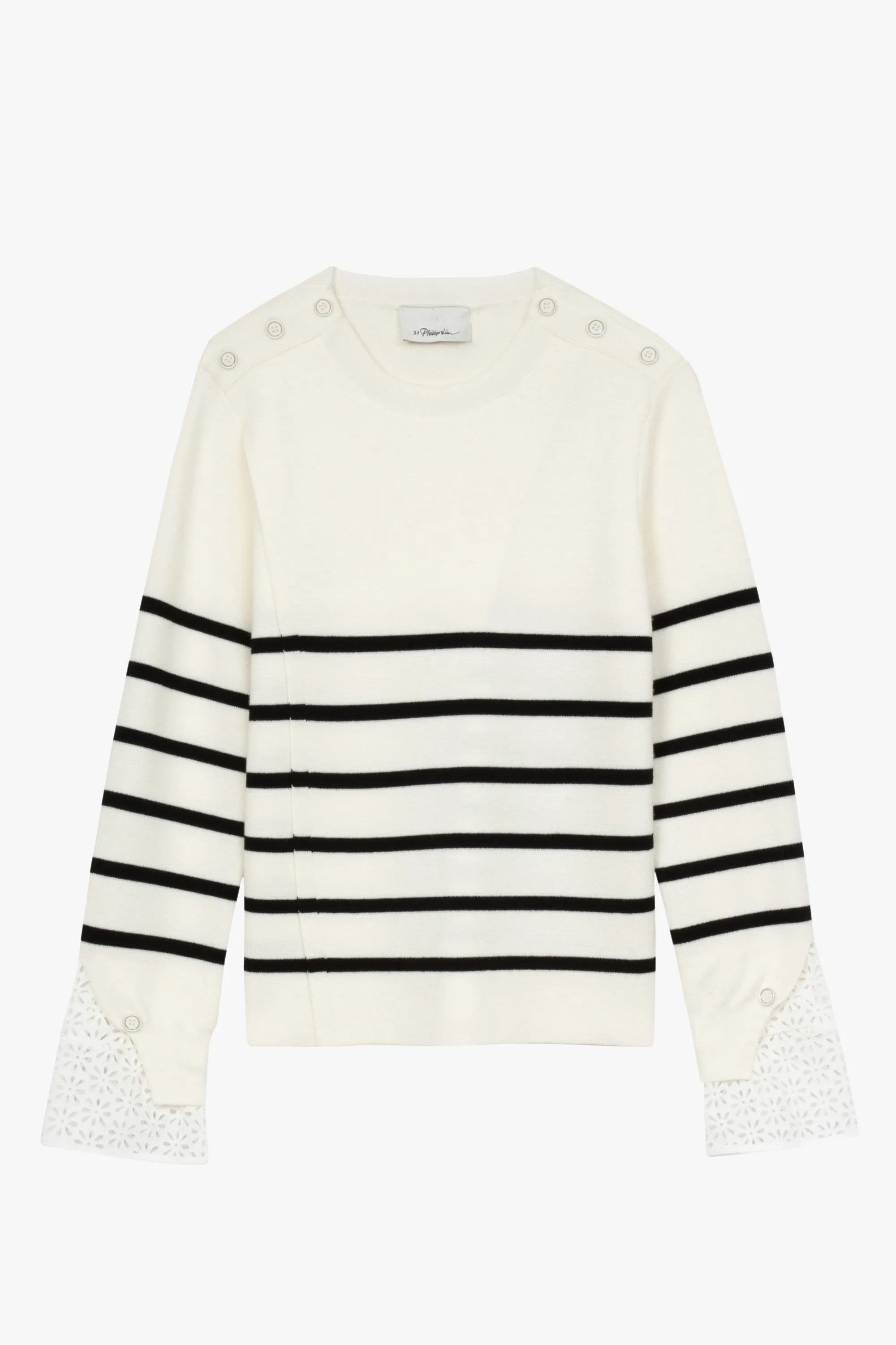 Sailor Stripe Pullover With Lace Cuffs