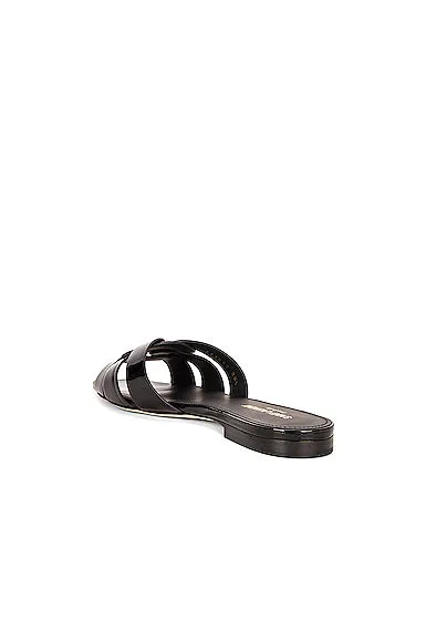 Saint Laurent Tribute Nu Pieds Patent Leather Flat Sandals