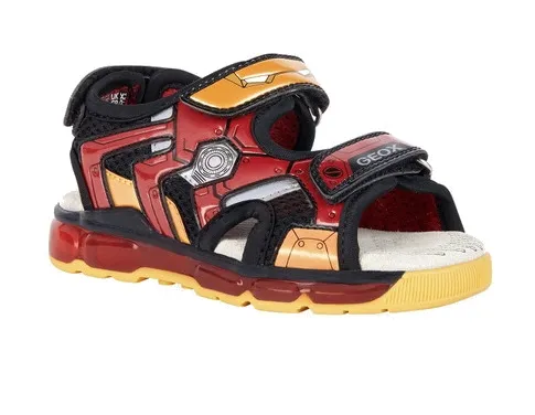 SANDALI GEOX BAMBINO ANDROID ADVENGERS  BLACK/RED J350QB 014CE C0048 TG:28-35