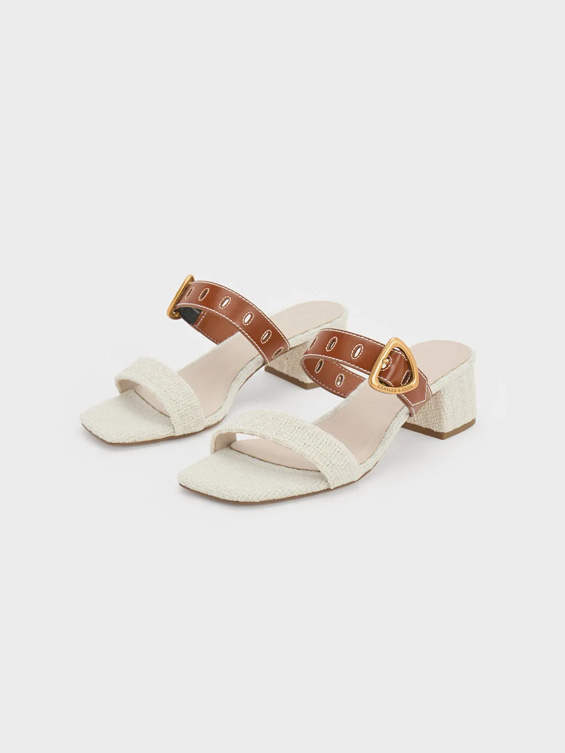 Sepphe Tweed Metallic Buckle Heeled Mules - Multi