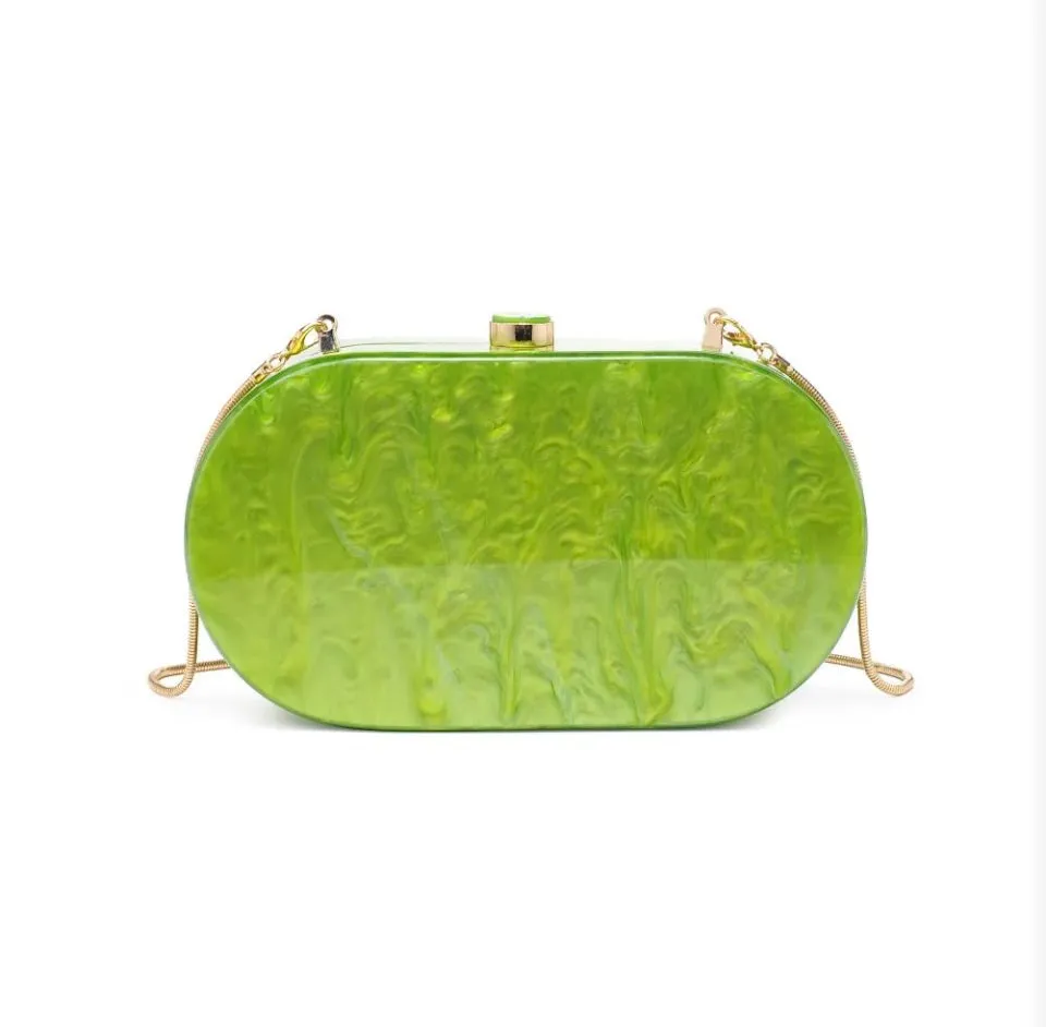 Shanti Acrylic Oval Clutch - Citron