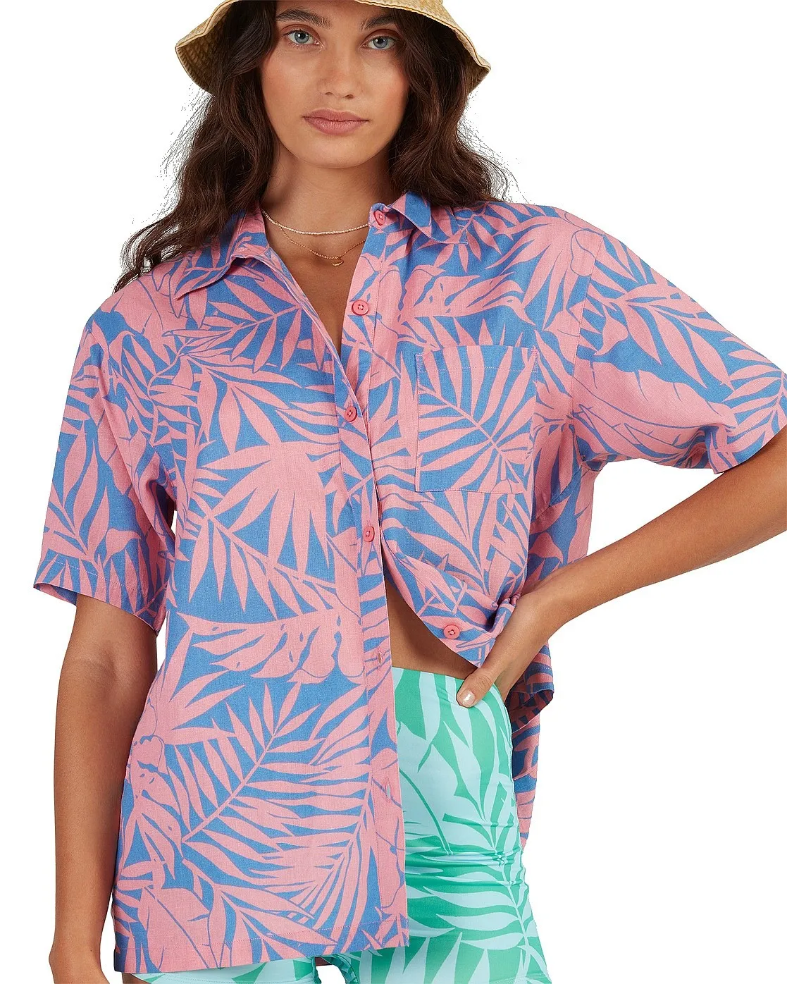 shirt Billabong Mystic Beach Button - Pink Sunset - women´s