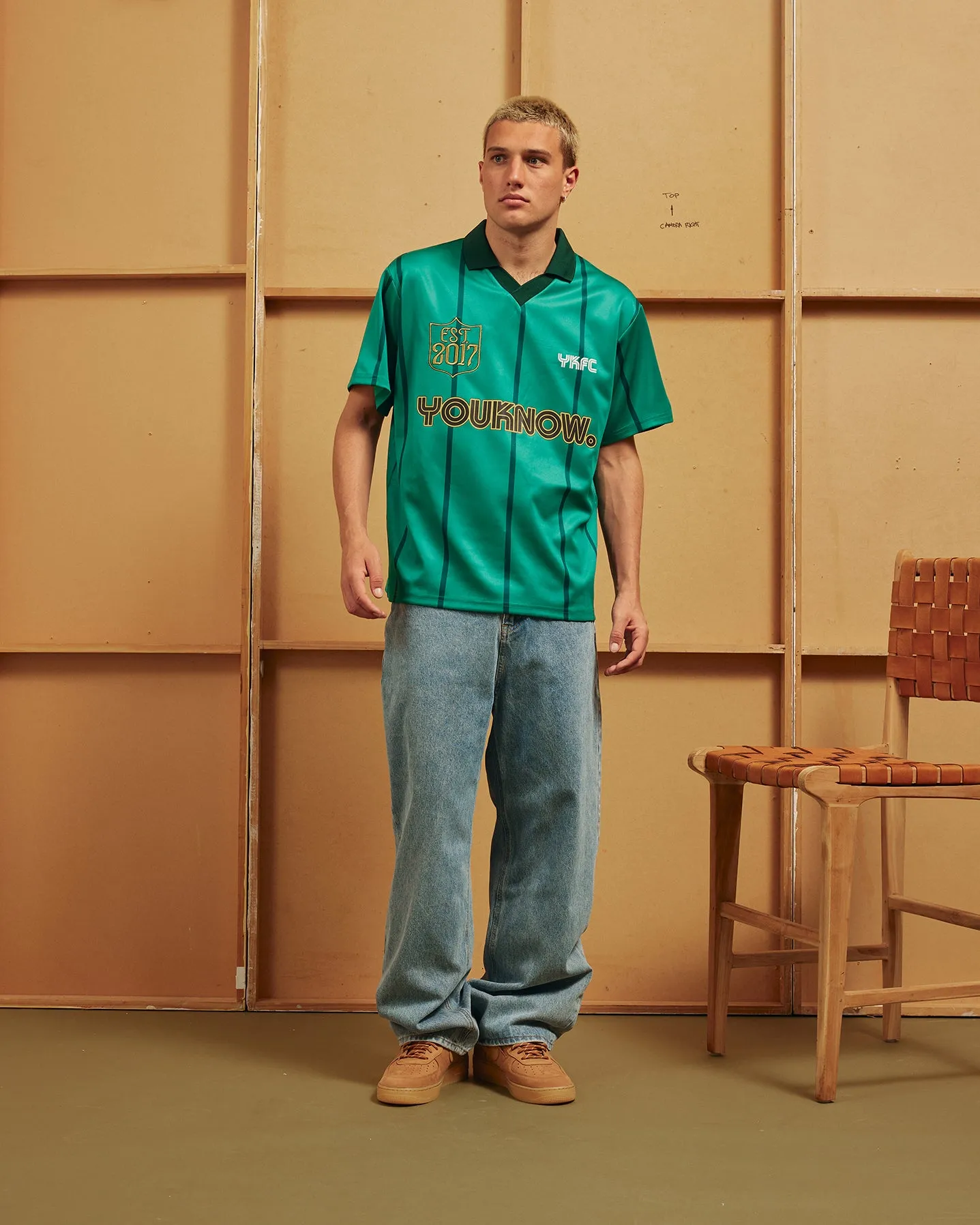 Short Sleeve Football Jersey | GREEN STRIPE