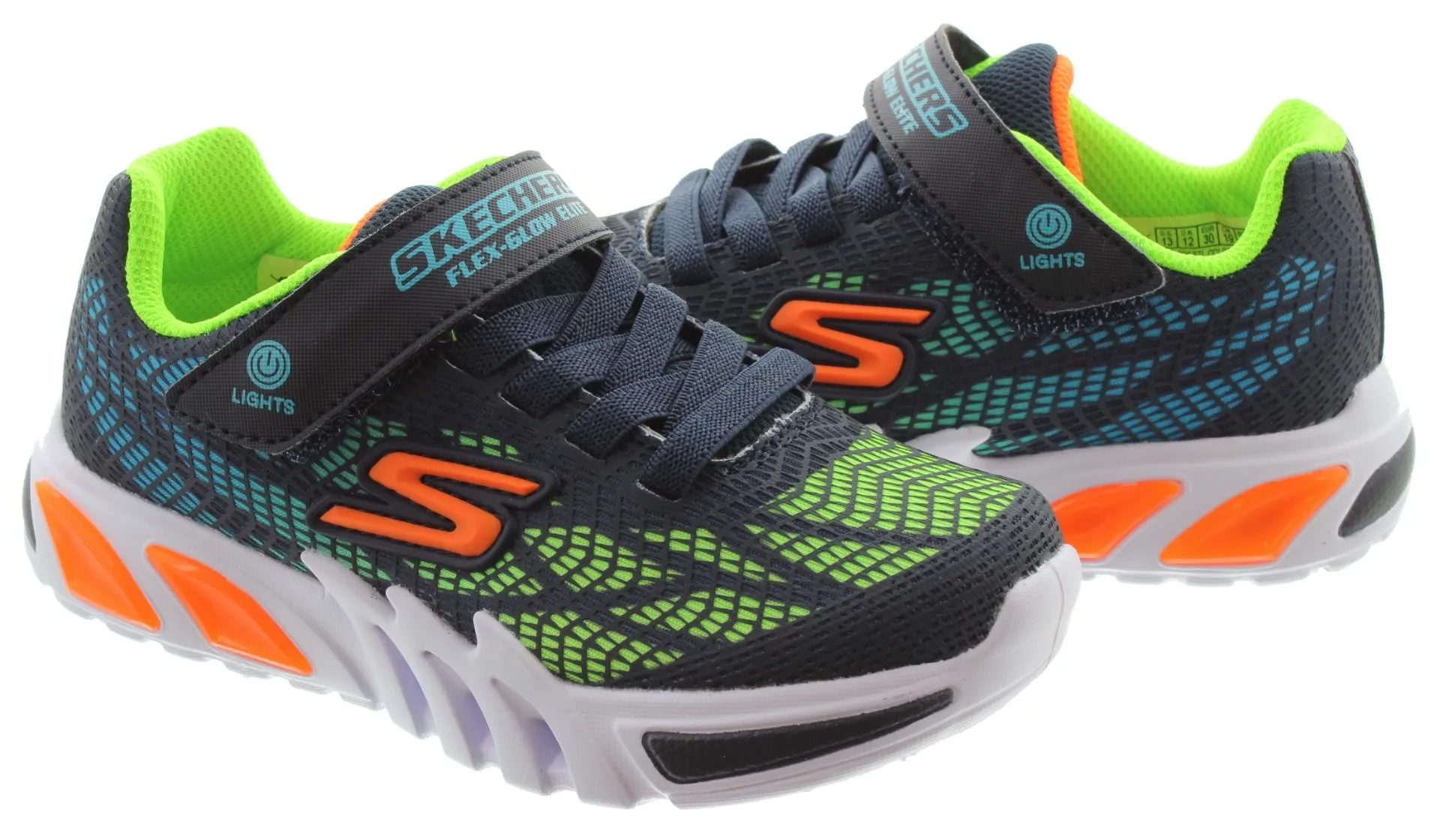 SKECHERS Kids 400137L Flex Glow Trainers In Navy Multi