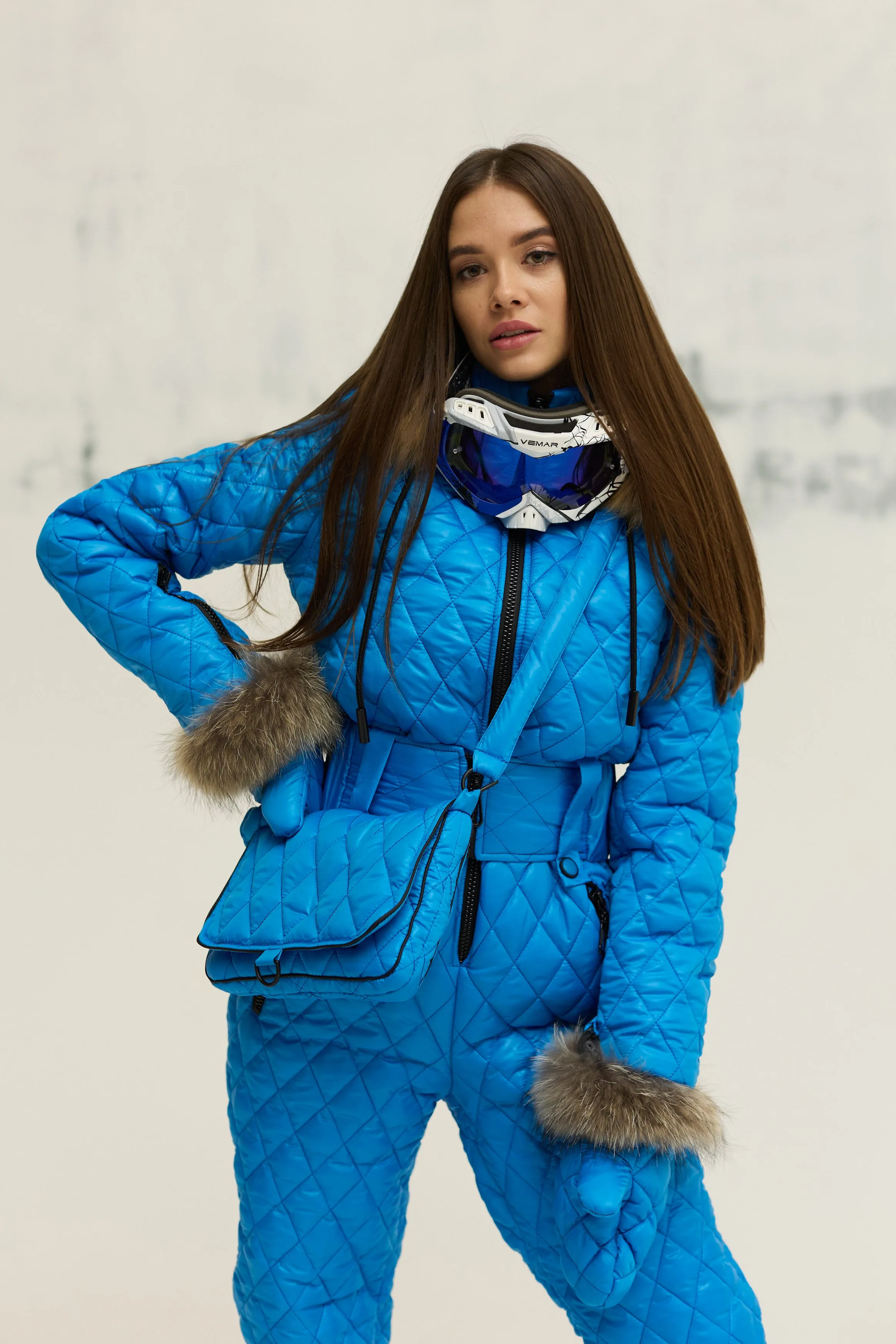 Ski/Snowboard Suit with Fur Trim Mitten & Cross Body Bag