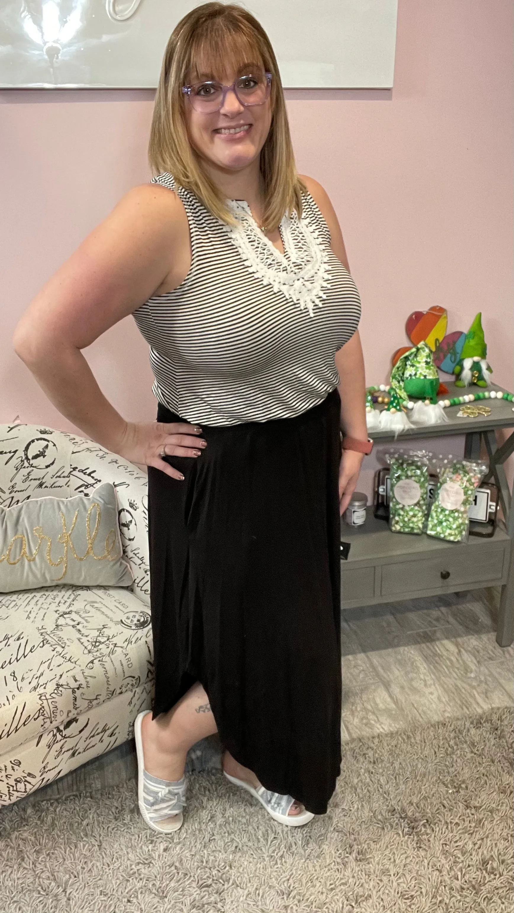 Smocked Waistband Maxi Skirt