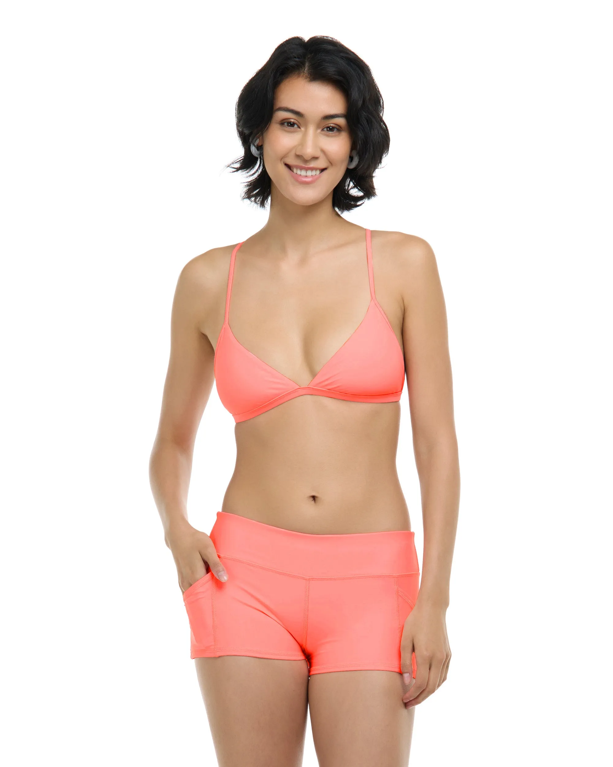 Smoothies Evelyn Fixed Triangle Bikini Top - Coral