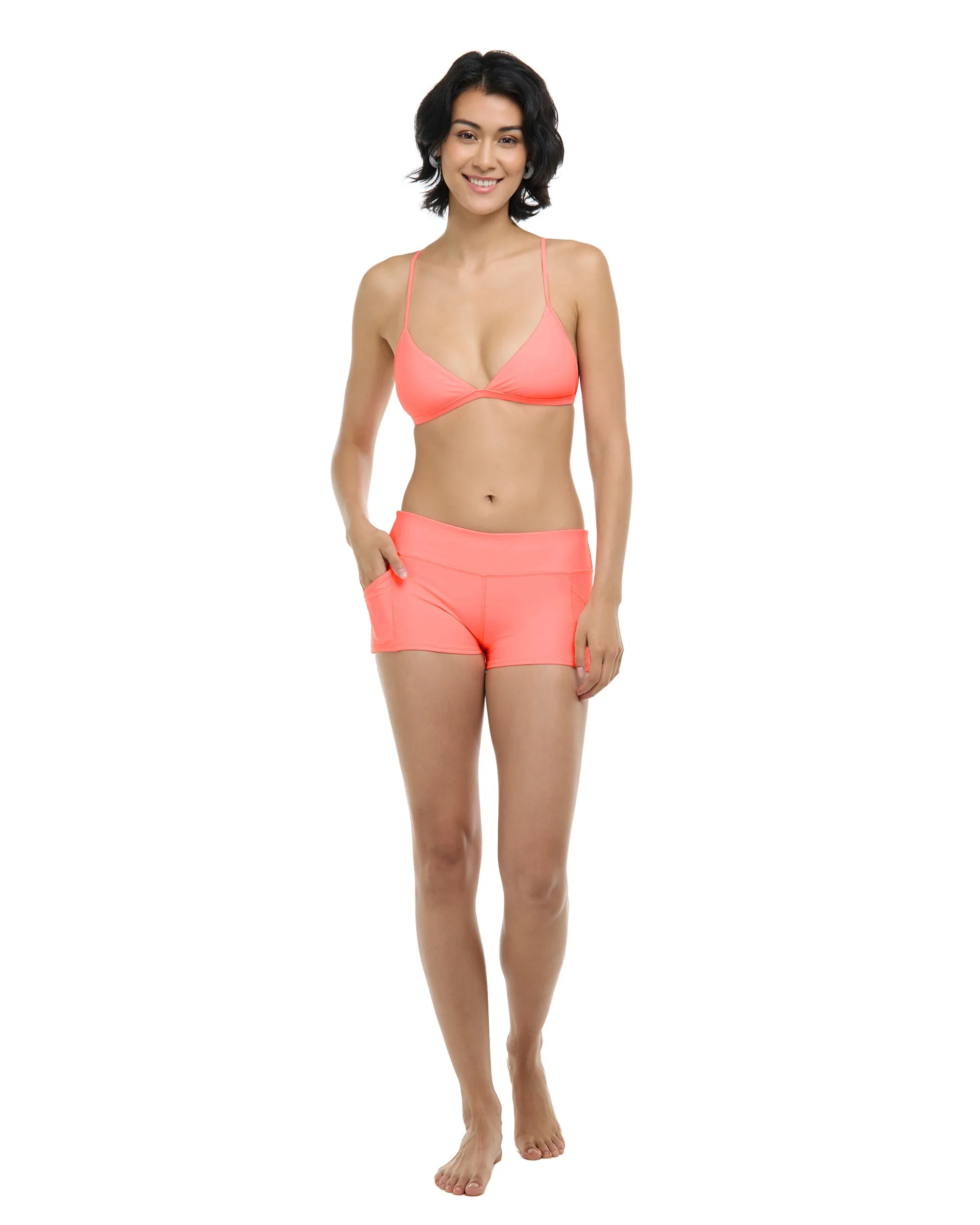 Smoothies Evelyn Fixed Triangle Bikini Top - Coral