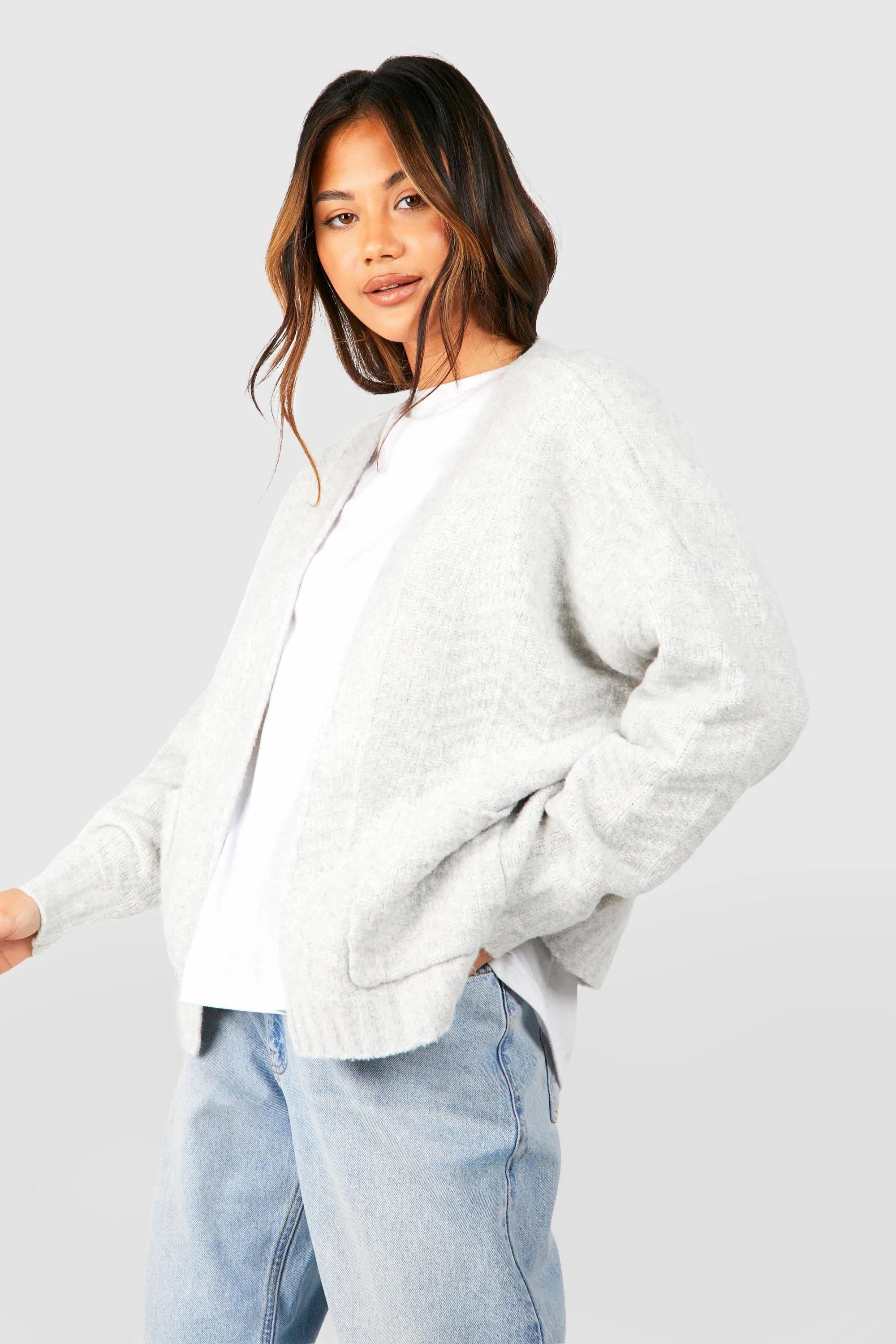 Soft Textured Oversized Boyfriend Cardigan
