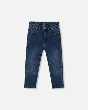 Stretch Jeans Straight Leg Dark Blue Denim