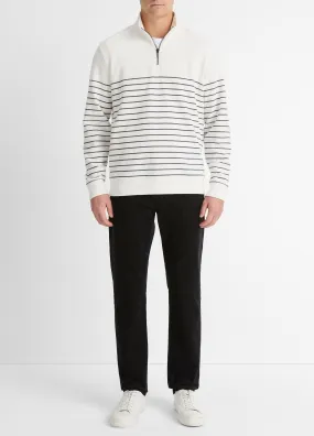 Striped Sueded Cotton Quarter-Zip Pullover